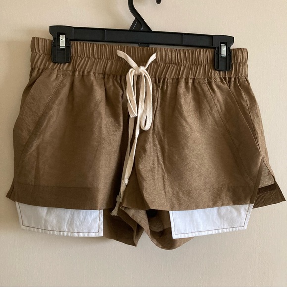 Brown Drawstring Fitted Shorts | Has Pockets | New No Tags - Picture 2 of 6